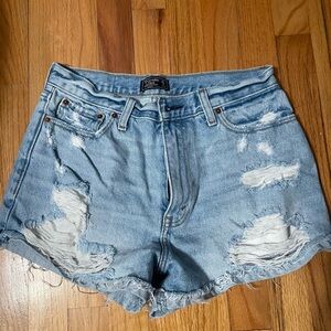 Abercrombie & Fitch Blue Distressed Jean Shorts
